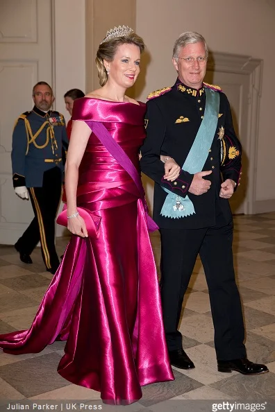  Queen Mathilde of Belgium and King Phillipe of Belgium attend a Gala Dinner at Christiansborg Palace on the eve of The 75th Birthday of Queen Margrethe of Denmark