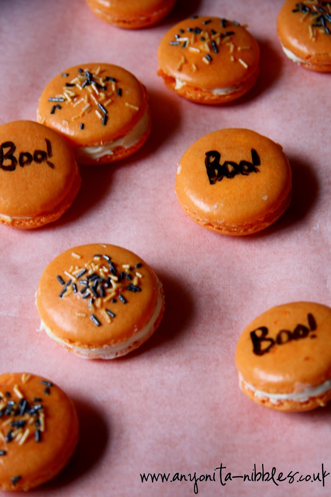 A scattering of gluten free macarons for Halloween from www.anyonita-nibbles.co.uk