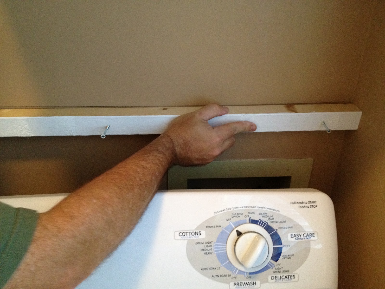 CasaLupoli Laundry Room Update Over the Washer/Dryer Shelf
