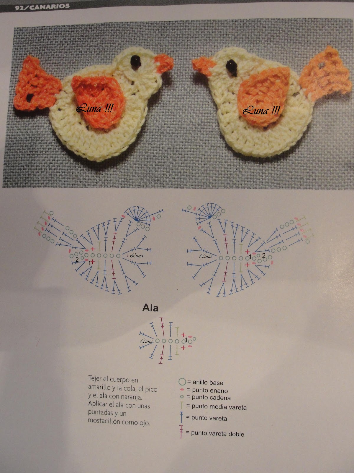 My Crochet Mis Luna: Pajarito - Aplicaciones y su patron