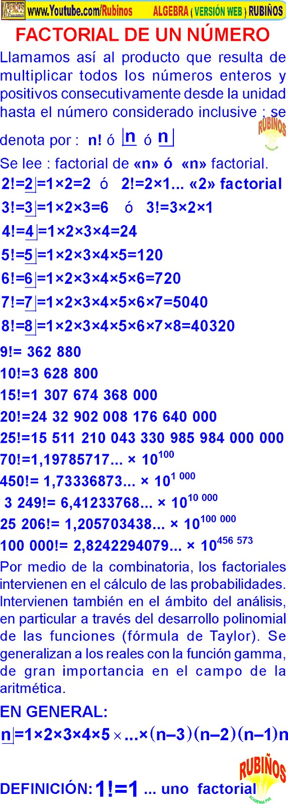 Factorial de un número problemas resueltos