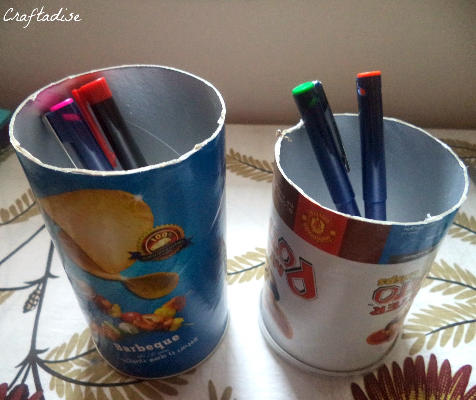 DIY: Mister Potato Crisps or Pringles Box turned Pencil and Crochet Hooks Stand
