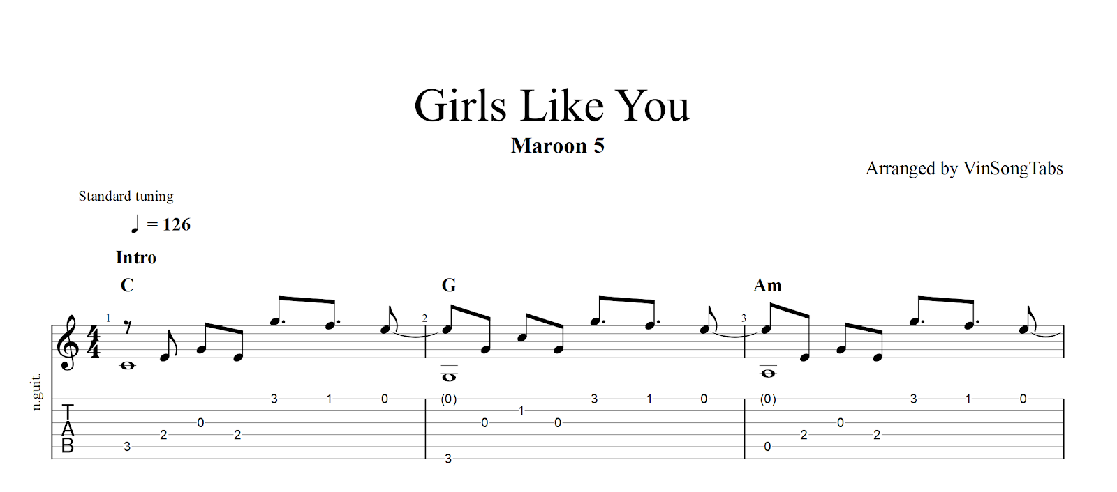 VinSongTabs Girls Like You Maroon 5
