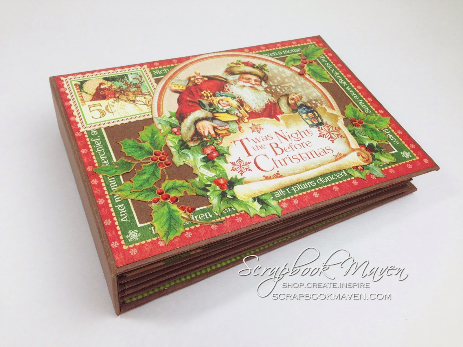 Scrapbook Maven mini album inspiration using Graphic 45 'Twas the Night Before Christmas Paper Collection