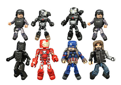 Captain America: Civil War Marvel Minimates Series - Captain America with Winter Soldier, Iron Man with Black Panther, War Machine with Navy Seal & Battle-Damaged War Machine with Navy Seal