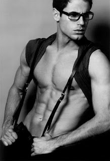 glasses, man candy, hot, sexy, abs, suspenders