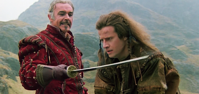 Christopher Lambert şi Sean Connery în Highlander