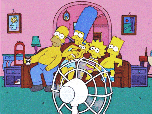 Gif animado de humor : Los Simpson con calor vs ventilador