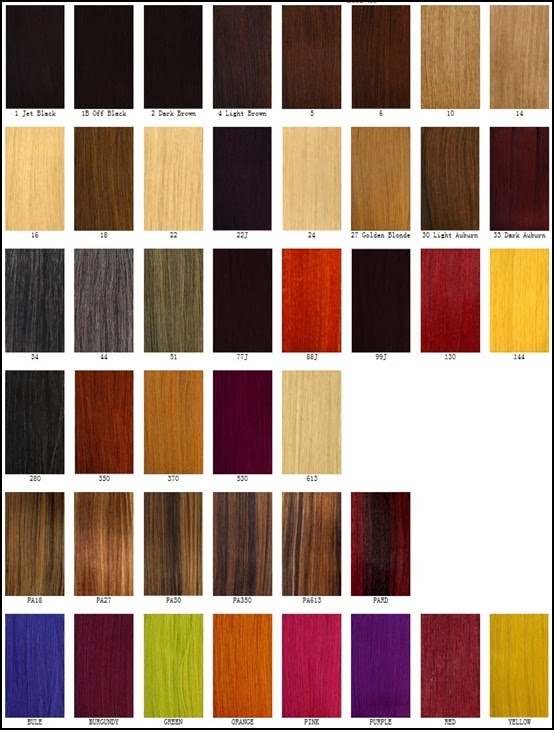Different Shades Hair Color Chart