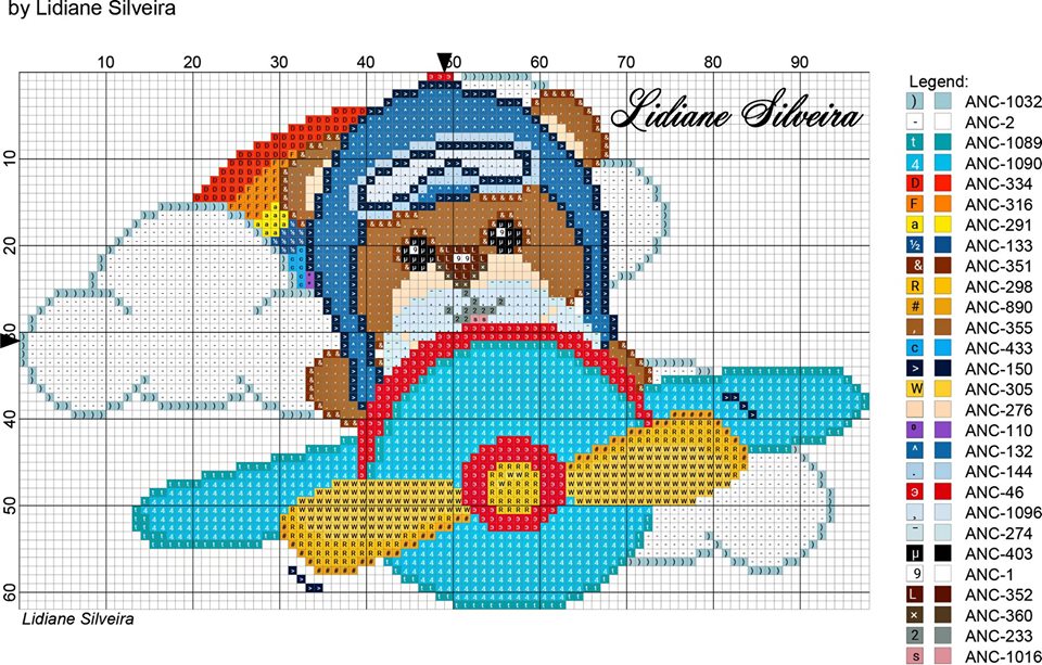 Ursinho Aviador Em Ponto Cruz Coisinhas da Renata: Gráfico Urso Aviador...