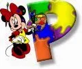 Alfabeto de Minnie Mouse pintando P.