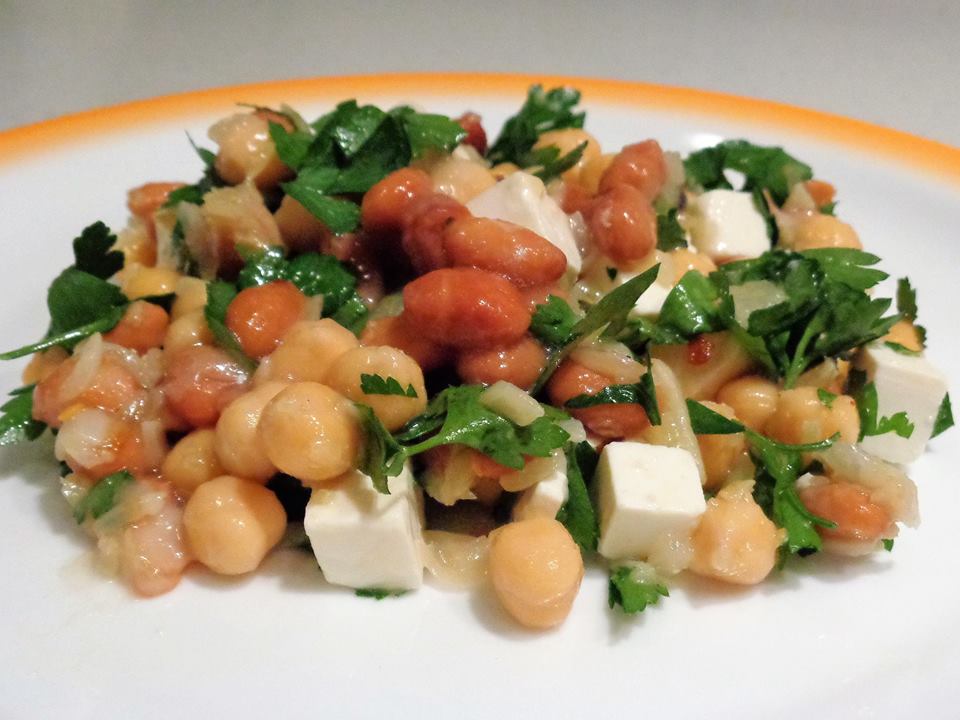Chickpeas, Red Kidney Beans & Feta Cheese Salad Recipe