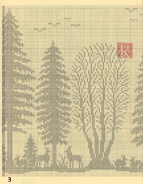 Лес. Филейные шторы крючком и вышивка (3)