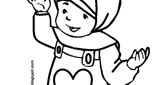 Mewarnai Gambar: Mewarnai Gambar Sketsa Kartun Anak Muslimah 61