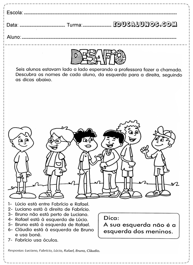 Desafio de matemática para os alunos