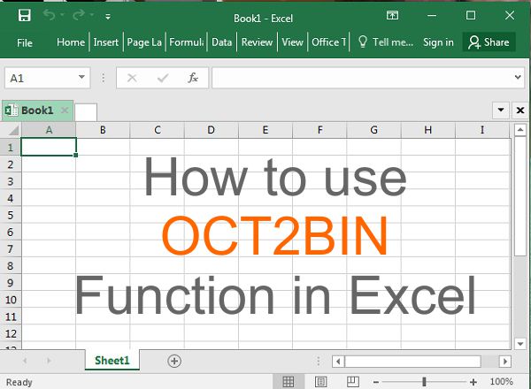 how to use oct2bin function in excel