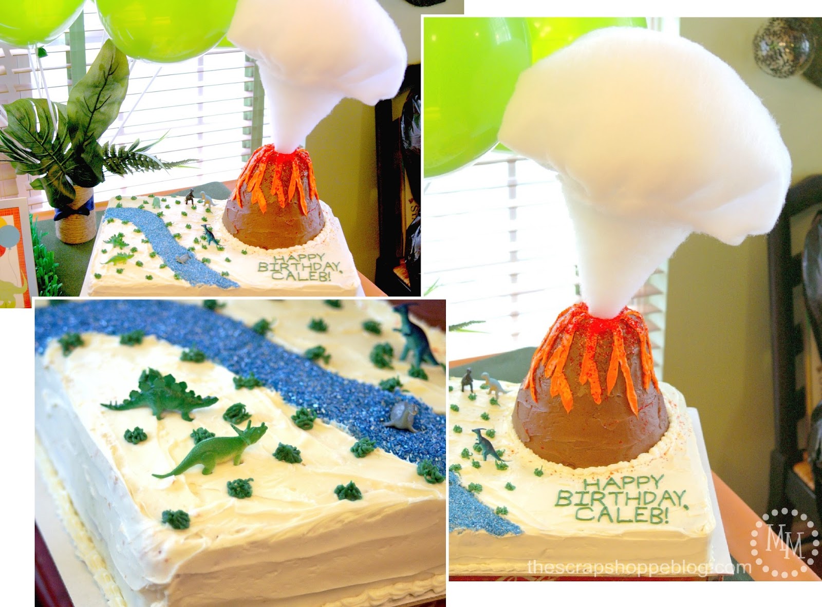 dinosaur volcano birthday cake