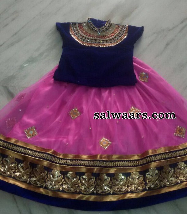 Baby Pink Kids Lehenga with Mirrors Indian Dresses