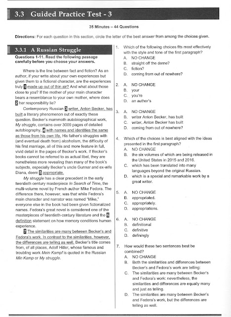 Writing and Language Section Test