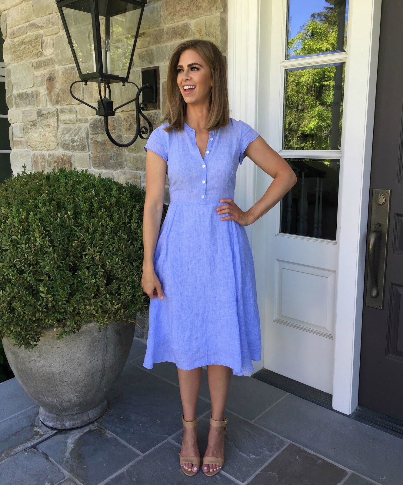 navy blue linen dress
