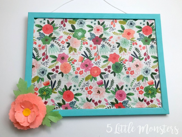 5 Little Monsters Fabric Covered Cork Board With Felt Flower