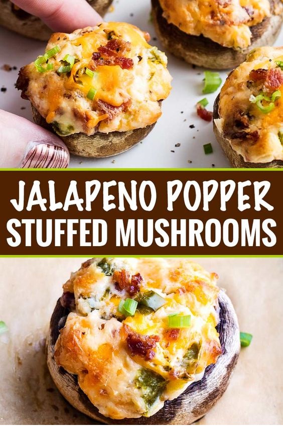 Jalapeno Popper Stuffed Mushrooms