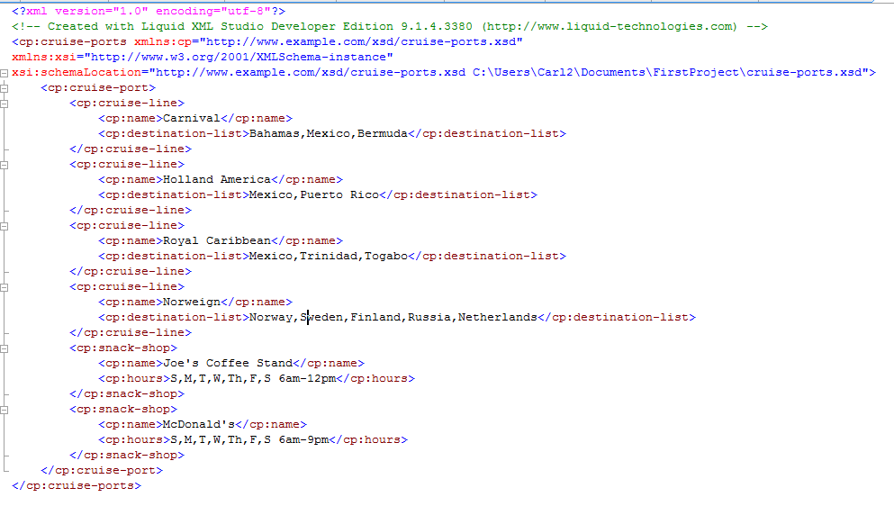 Bekwam Blog: Multiple XML Loops, Namespaces and schemaLocation with ...