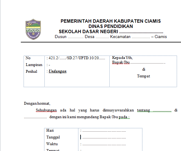 Gema Pendidikan: Contoh Surat Undangan Rapat Orang Tua 