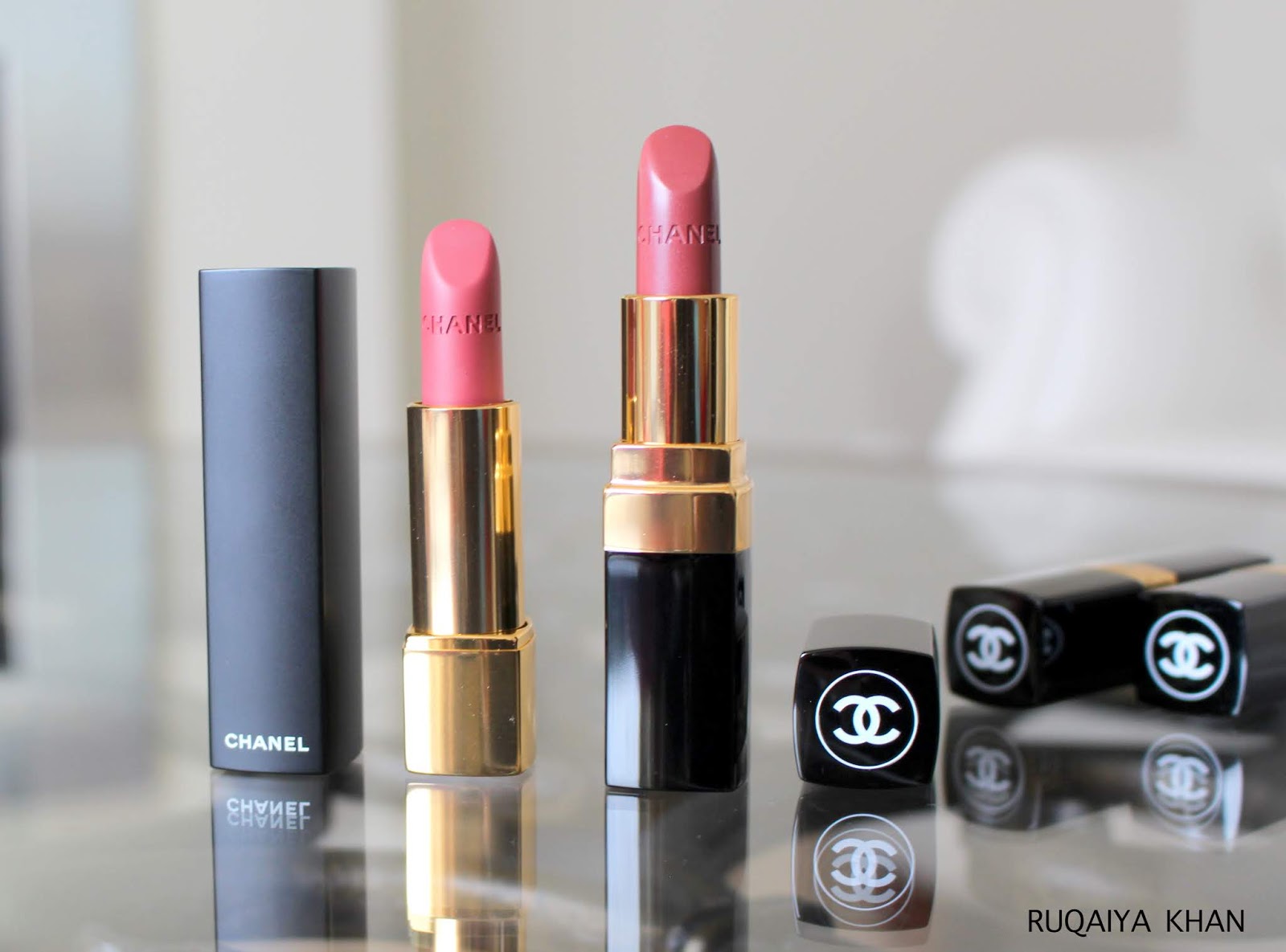 Ruqaiya Khan: CHANEL NUDE LIPSTICKS - Rouge Allure Velvet in 69 Abstrait & Rouge  Coco in Mademoiselle - Review with Swatches