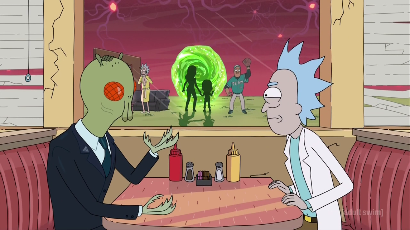Rick and Morty reunión en Shoneys