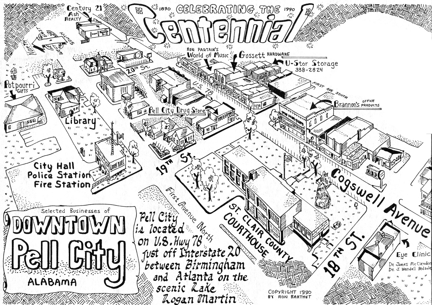The Barthet Gallery: Pictorial Map of Pell City
