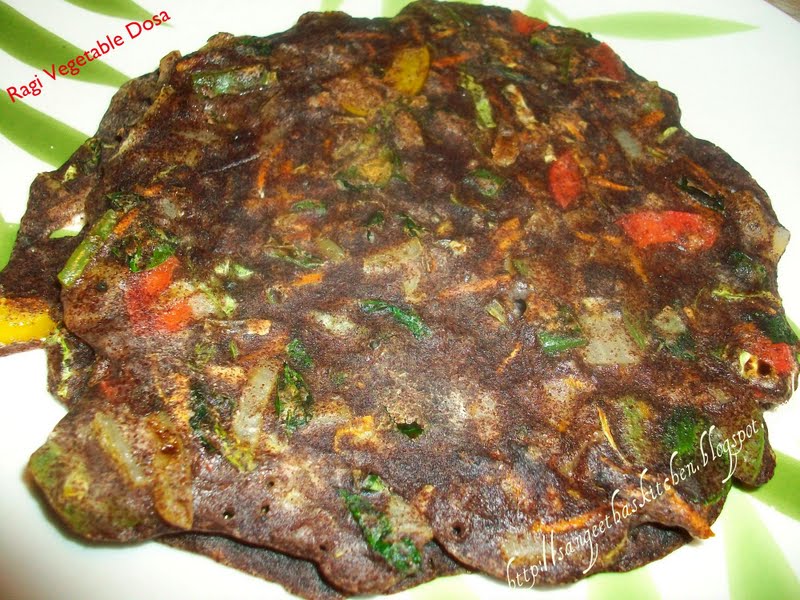 Spicy Treats Ragi Vegetable Dosa/Finger Millet Vegetable Dosa