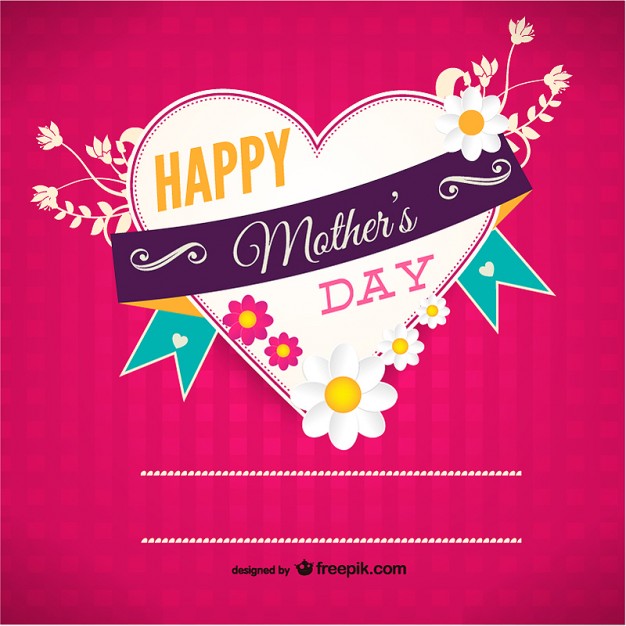 Heart shaped Mother's Day card Free Vector