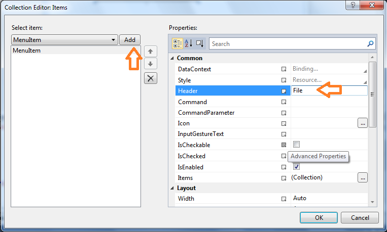 Menu control. Menu control