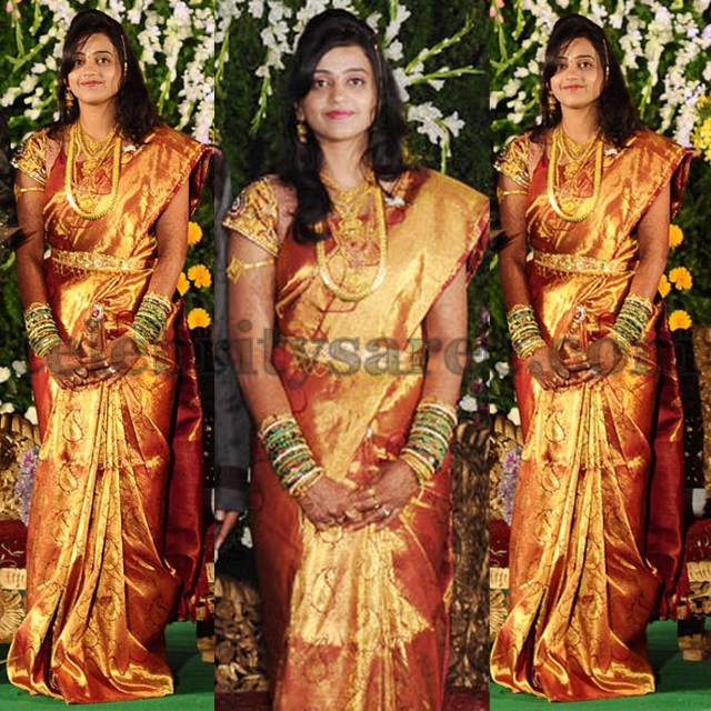 Telugu Bride with Gold Saree - Saree Blouse Patterns