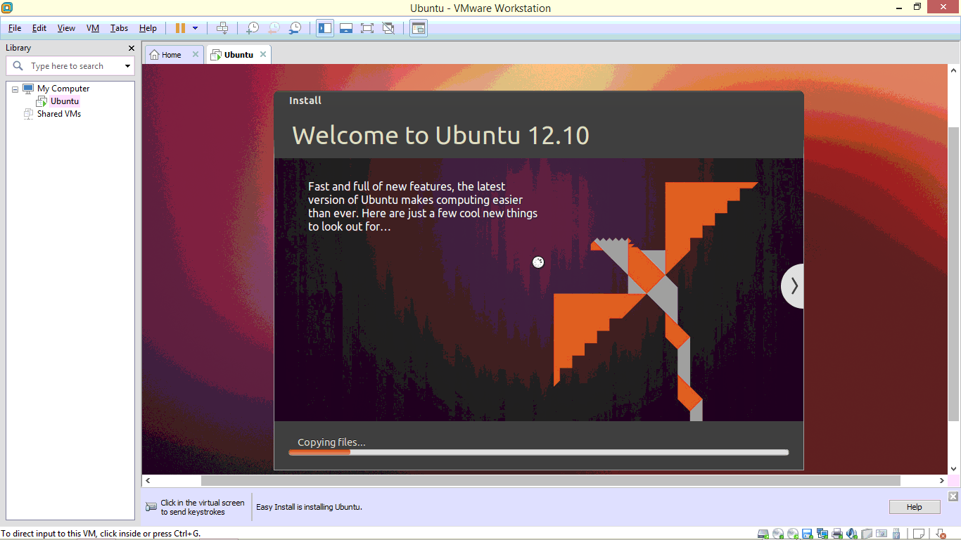 Menginstall Ubuntu 12.10 dengan VMWare Workstation 10 