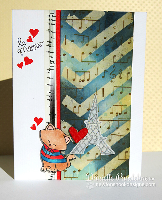 French Kitty Valentine Card by Danielle Pandeline | Newton's Nook Designs | Newton Dreams of Paris Stamp Set