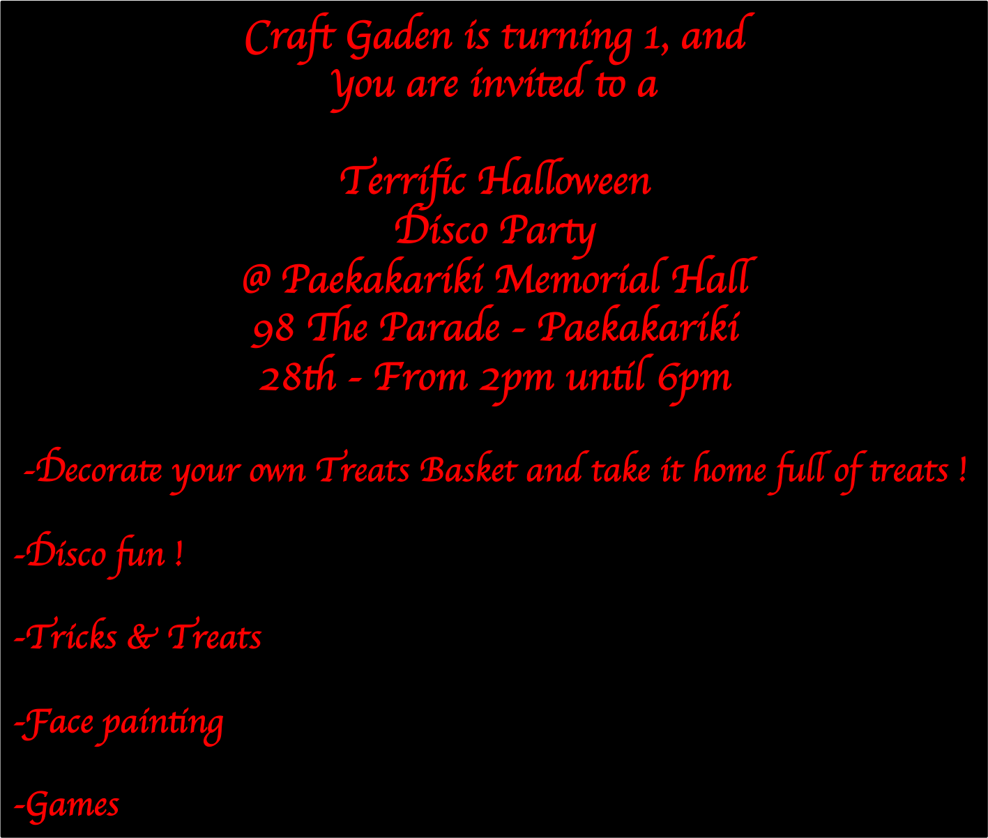 Haloween Disco Party Craft Garden School holiday programme nz, School