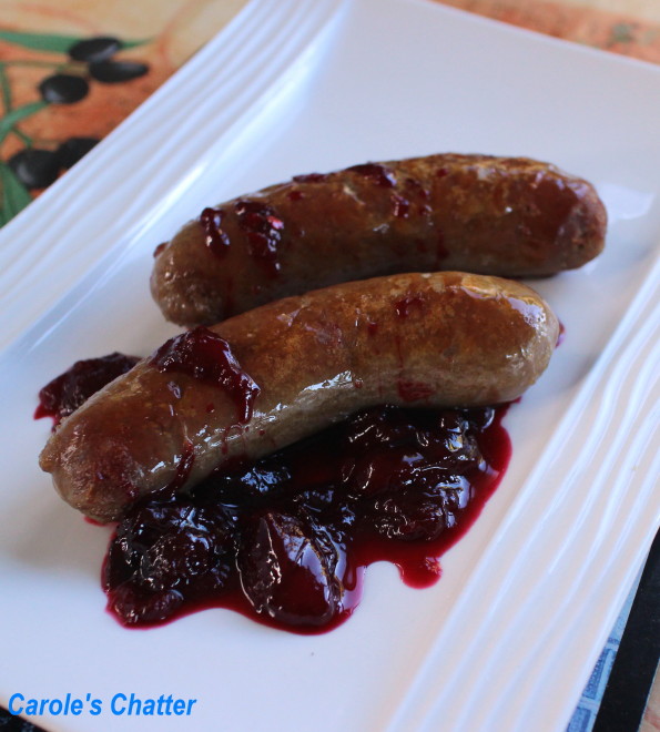 Carole's Chatter Beef Sausages with a Chilli Cherry Plum Sauce