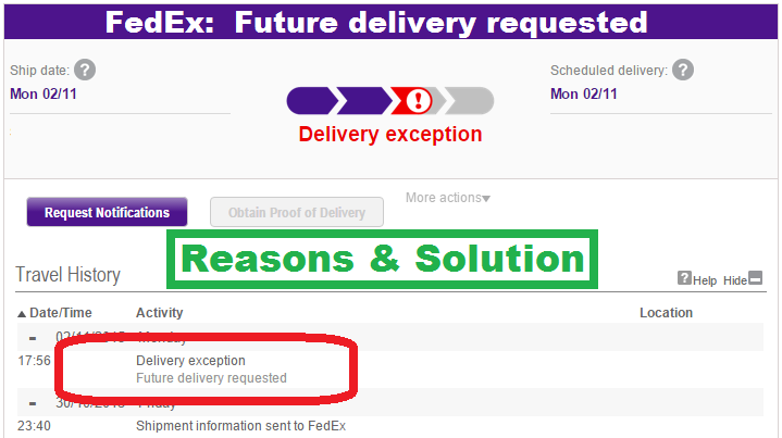 FedEx Delivery exception Future delivery requested