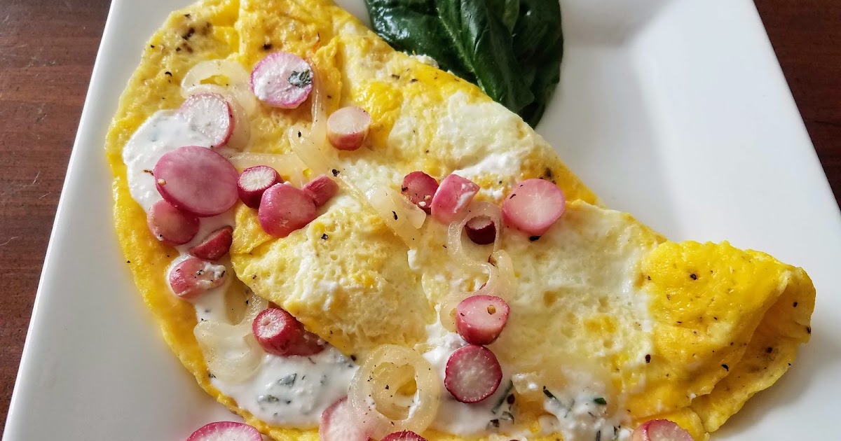 Roasted Radish and Herbed Ricotta Omelet