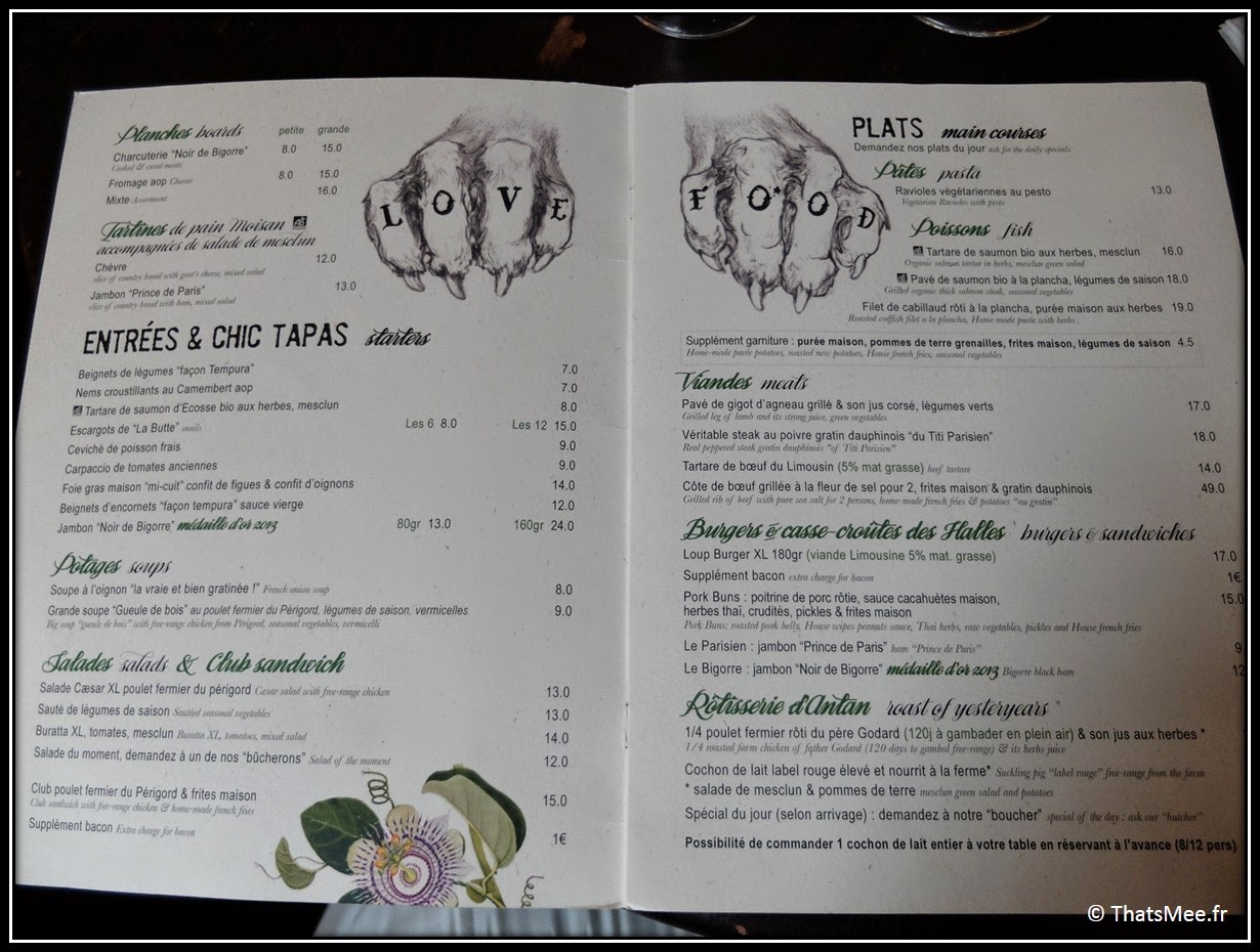 love food moto menu restaurant rotisserie Loupe rue du Louvre Paris