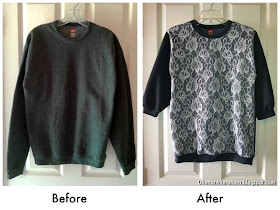 Ulterior Alterations: DIY Lace Overlay Sweatshirt Refashion