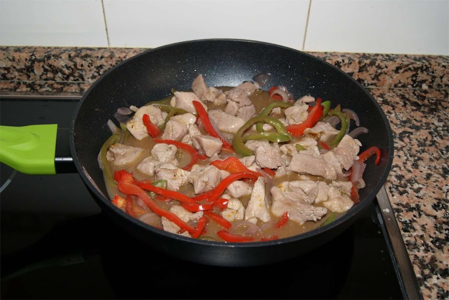receta de pavo con pimientos al curry paso 5