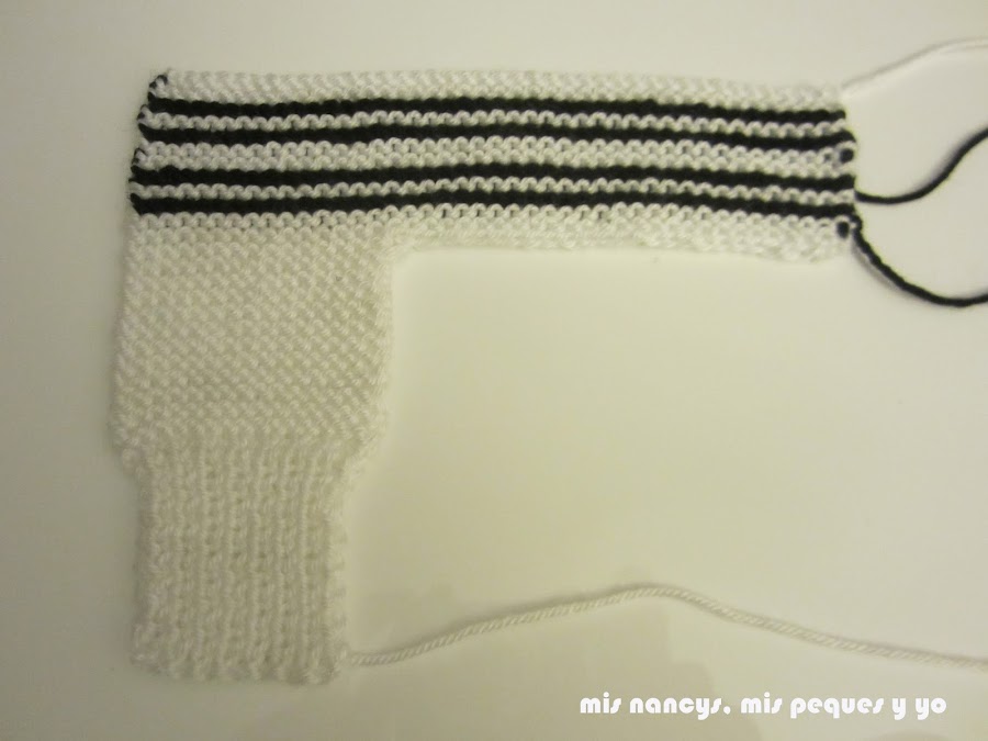 mis nancys, mis peques y yo, tutorial jersey de lana para Nancy, tejemos manga trasero