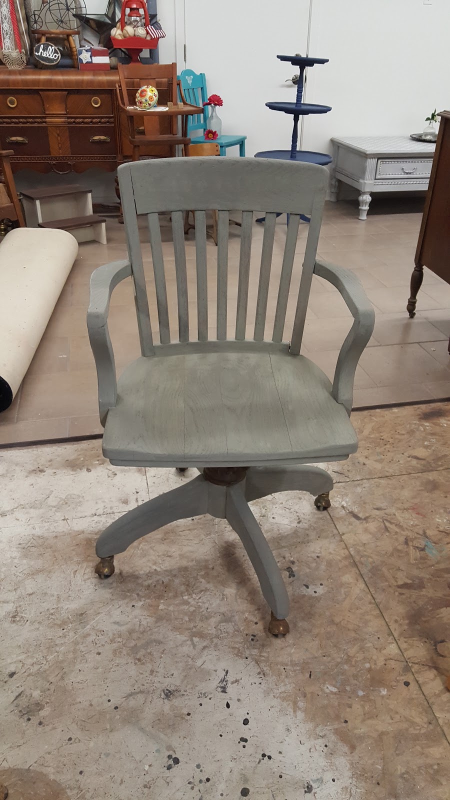 Simply Living and Loving Each Day Antique Desk Chair Milk Paint Make