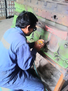 Metal Stitching-Locking of Jenbacher Engine Block Under Process Metal Stitching-Locking of Jenbacher Engine Block Under Process