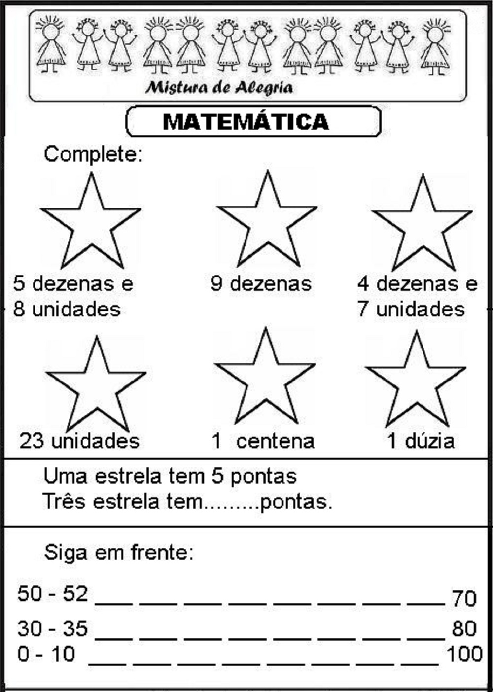 DIVERSAS ATIVIDADES DE MATEMÁTICA, SÉRIES INICIAIS DE ALFABETIZAÇÃO
