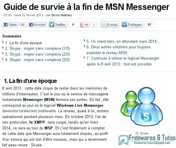 Le site du jour : Guide de survie à la fin de MSN Messenger