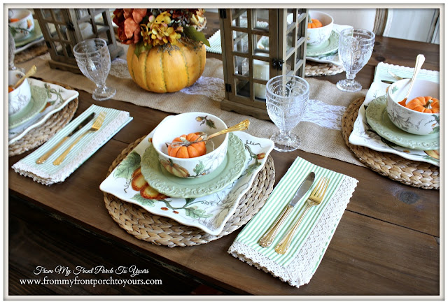Maxcera Pumpkin Flower-Fall Place Setting-French Country- Farmhouse-Fall Dining Room-From My Front Porch To Yours